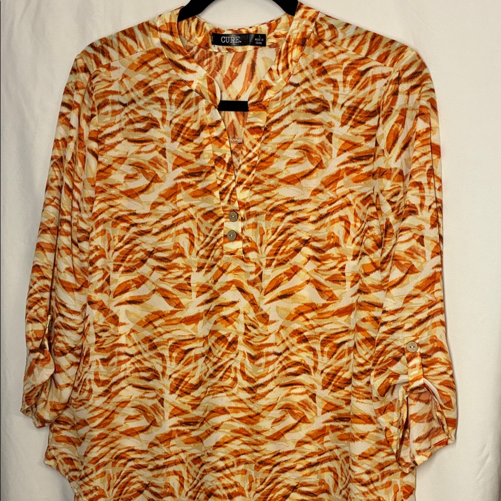Cure Orange Printed Tunic Top